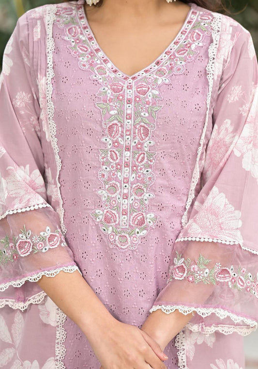 Pastal Pink Pakistani Sleeves Suit