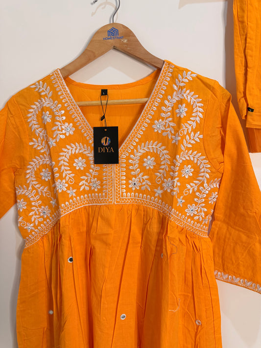Vibrant Mustard Yellow Embroidered Women’s Kurta Set (3-Piece)