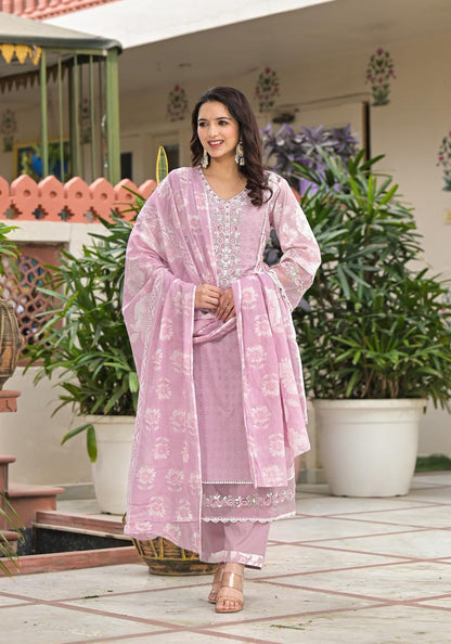 Pastal Pink Pakistani Sleeves Suit