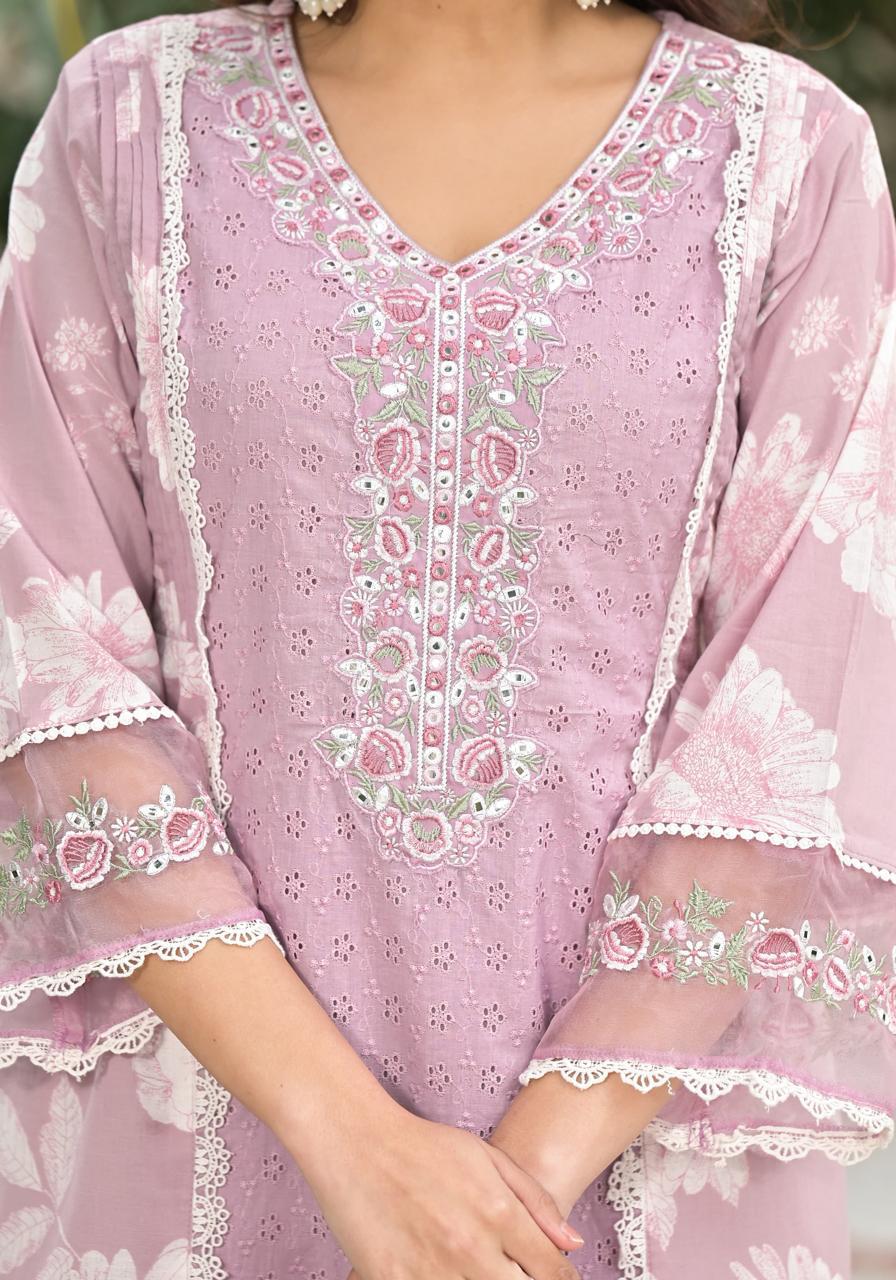 Pastal Pink Pakistani Sleeves Suit