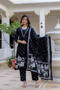 Black Suit Set with Hand Work and Lace Detailing