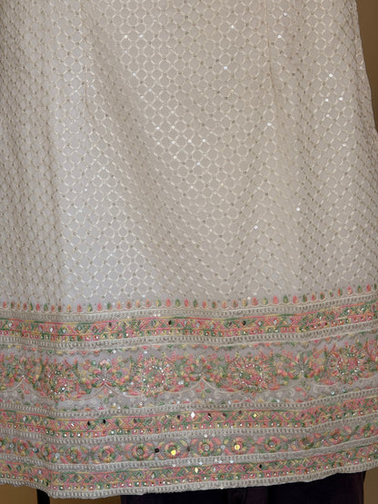 Elegant Off-White Hand-Embroidered Sharara Set (3-Piece)