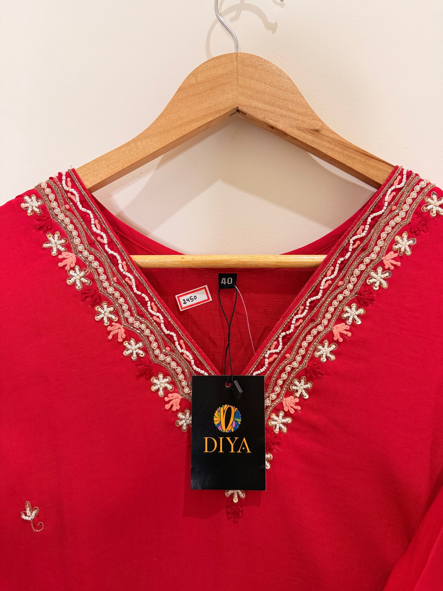 Elegant Red Hand Work Embroidered Women’s Kurta Set (3-Piece)
