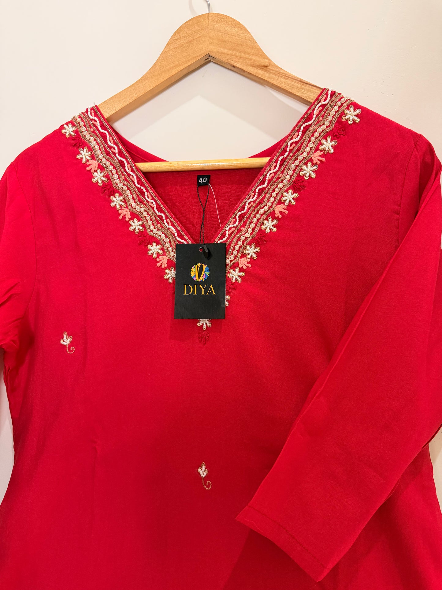 Elegant Red Hand Work Embroidered Women’s Kurta Set (3-Piece)