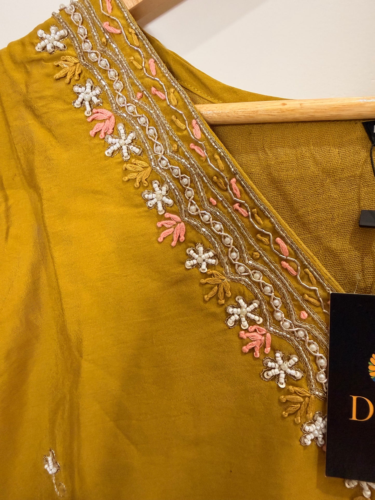 Mustard Yellow Embroidered Women’s Kurta Set (3-Piece)