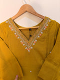Mustard Yellow Embroidered Women’s Kurta Set (3-Piece)