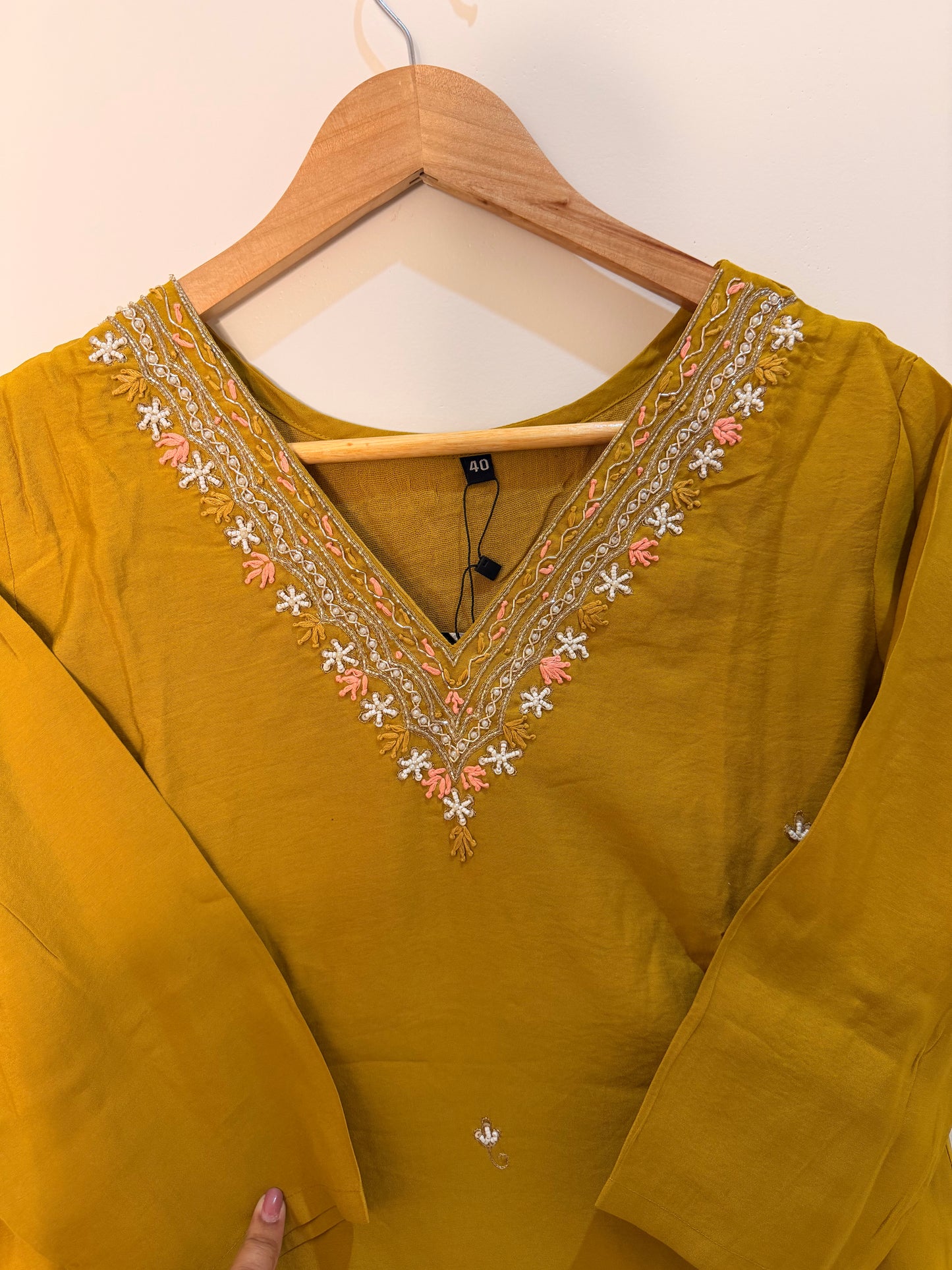 Mustard Yellow Embroidered Women’s Kurta Set (3-Piece)