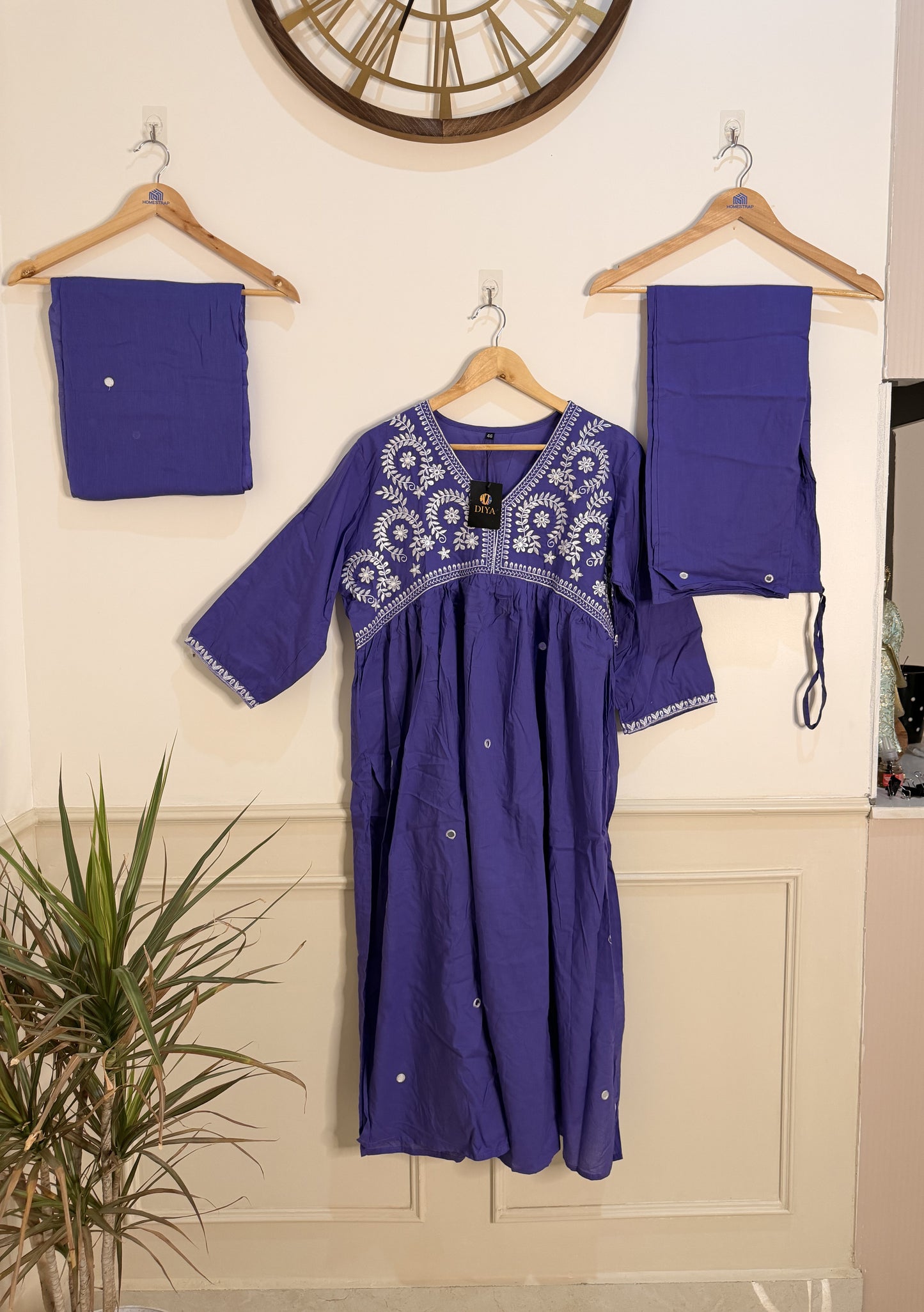 Elegant Purple Embroidered Women’s Kurta Set (3-Piece)