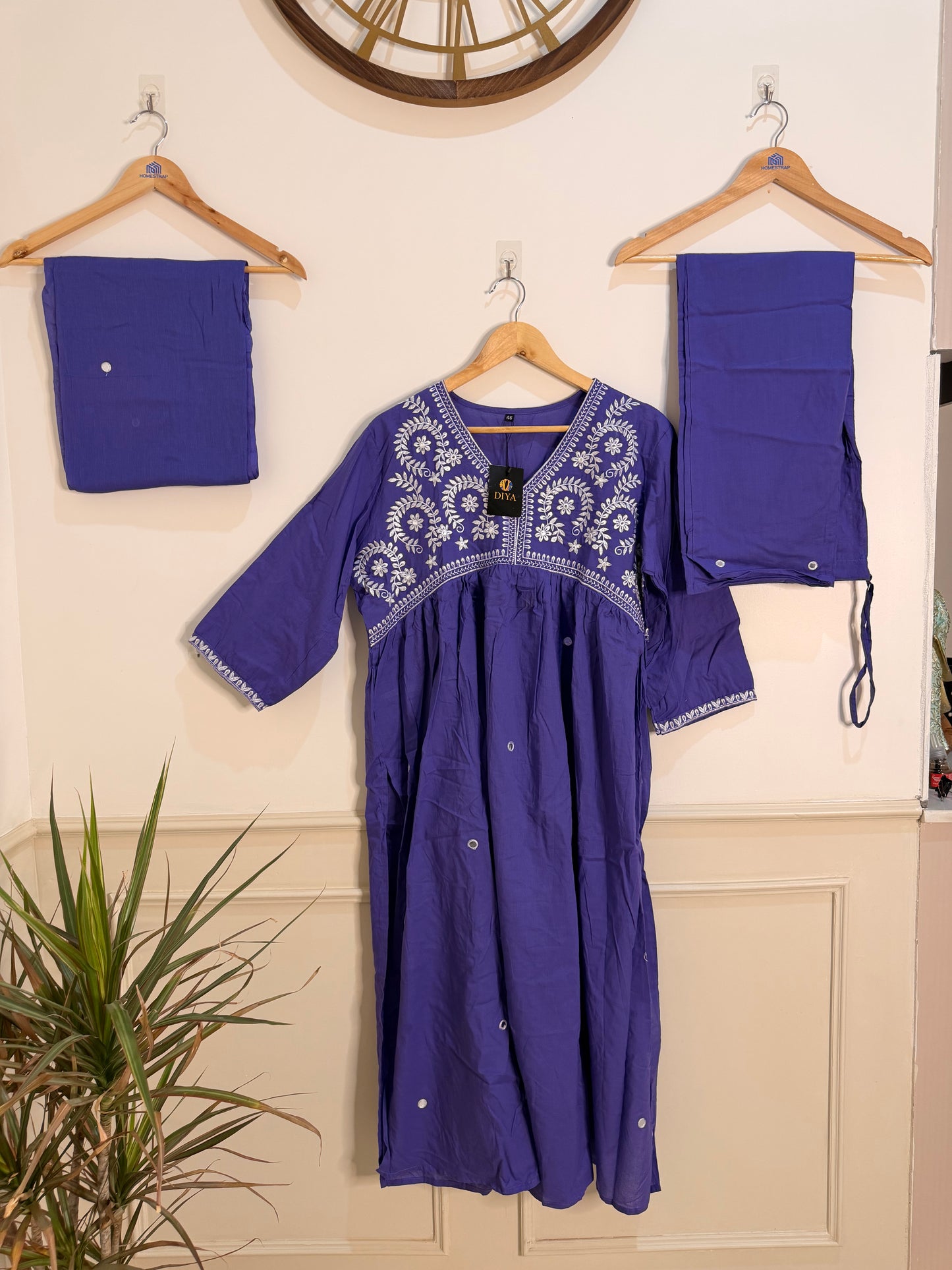 Elegant Purple Embroidered Women’s Kurta Set (3-Piece)