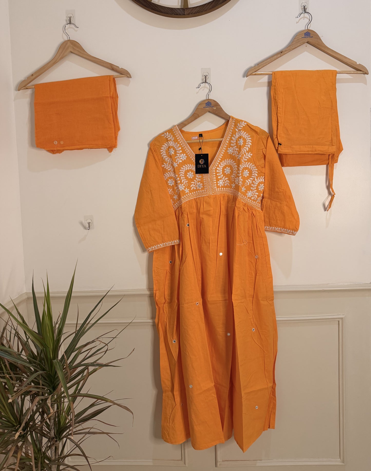 Vibrant Mustard Yellow Embroidered Women’s Kurta Set (3-Piece)