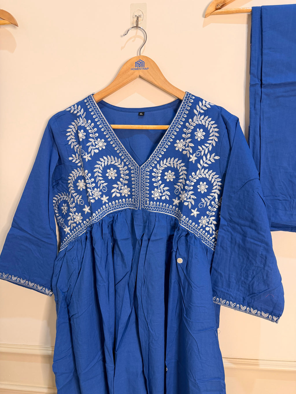 Elegant Indigo Blue Embroidered Women’s Suit Set (3-Piece)