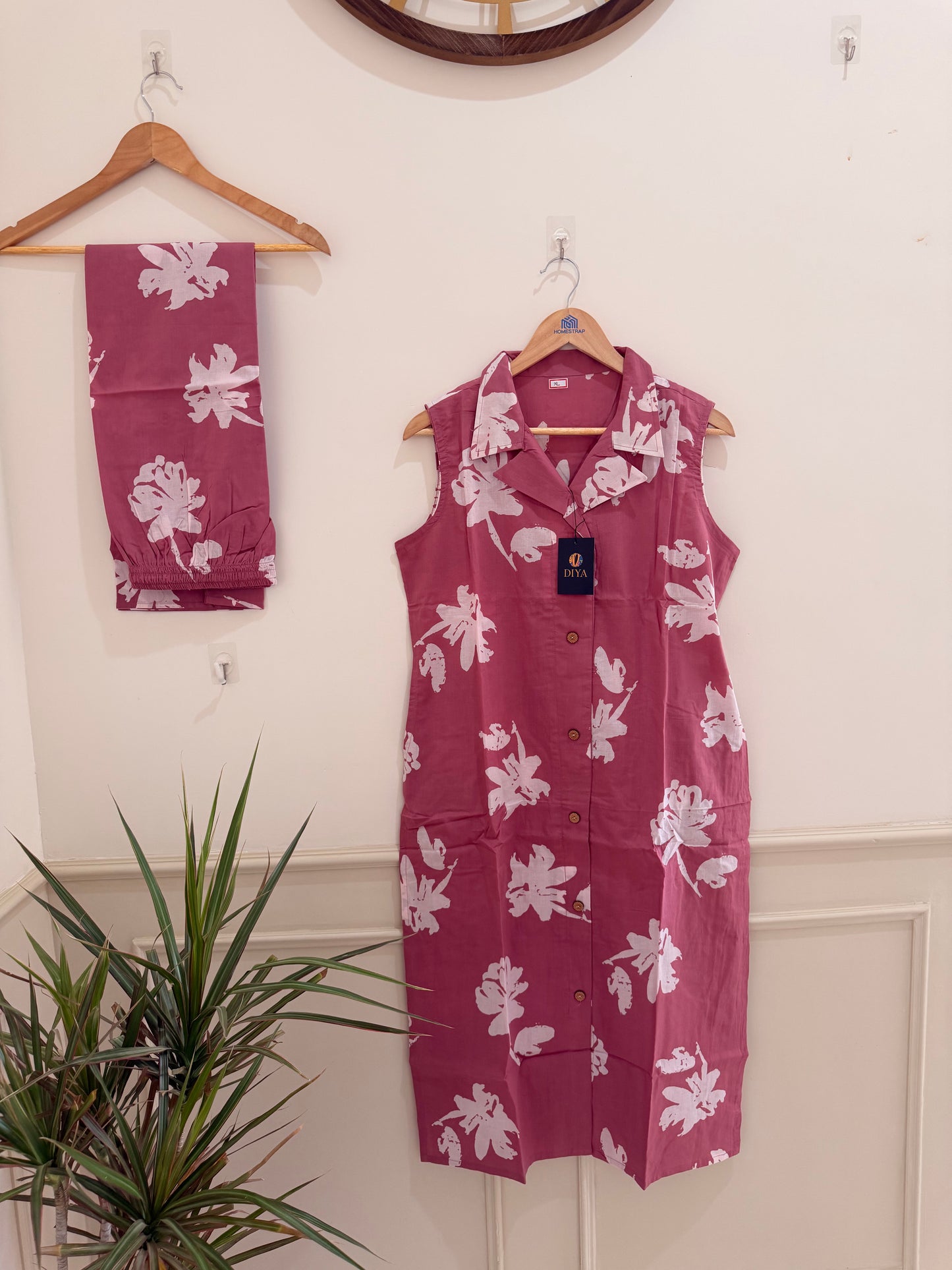 Dusty Rose Printed Women’s Kurta Set (2-Piece)