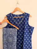 Indigo Printed Sleeveless Women’s Kurta Set (2-Piece)