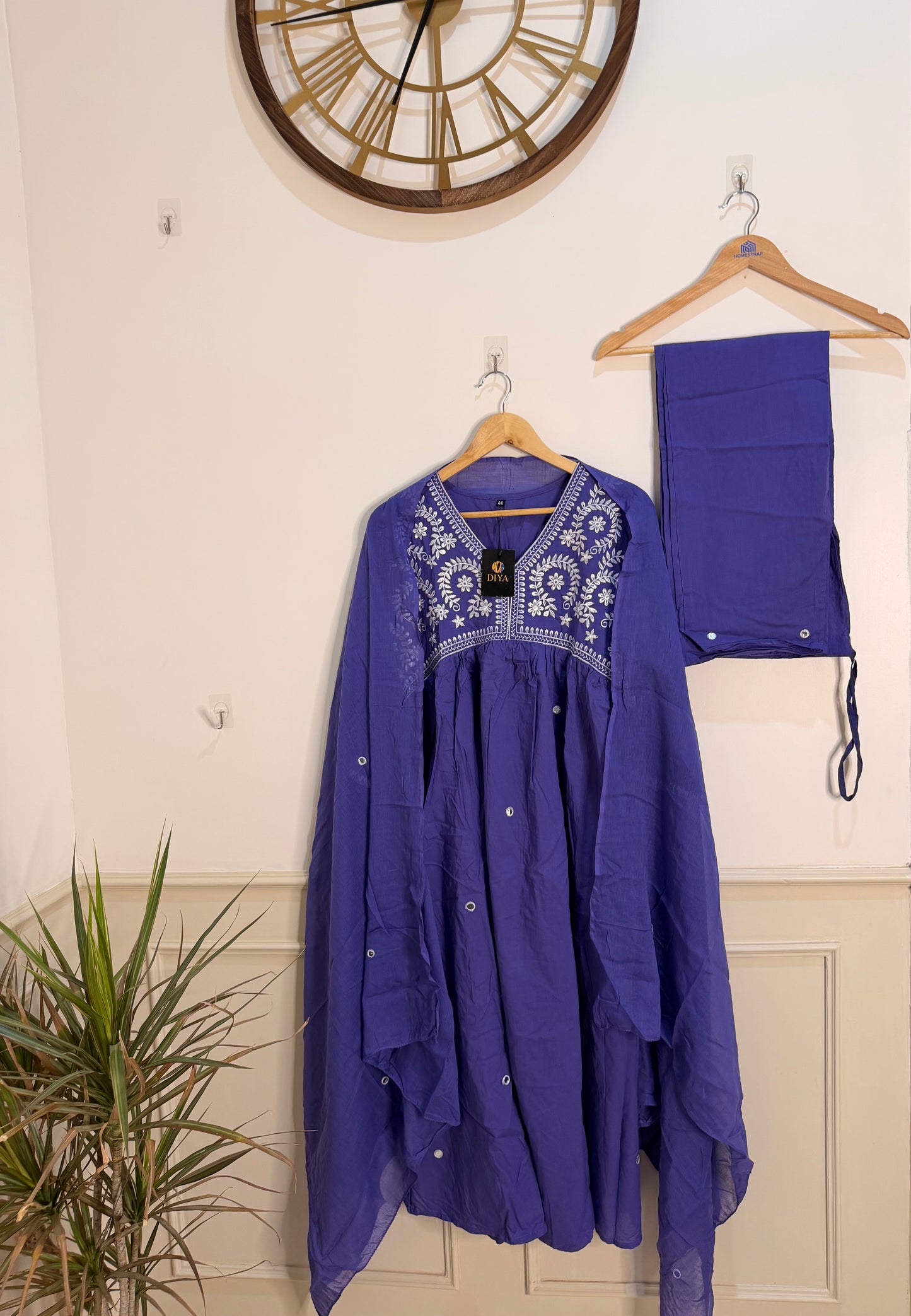 Elegant Purple Embroidered Women’s Kurta Set (3-Piece)